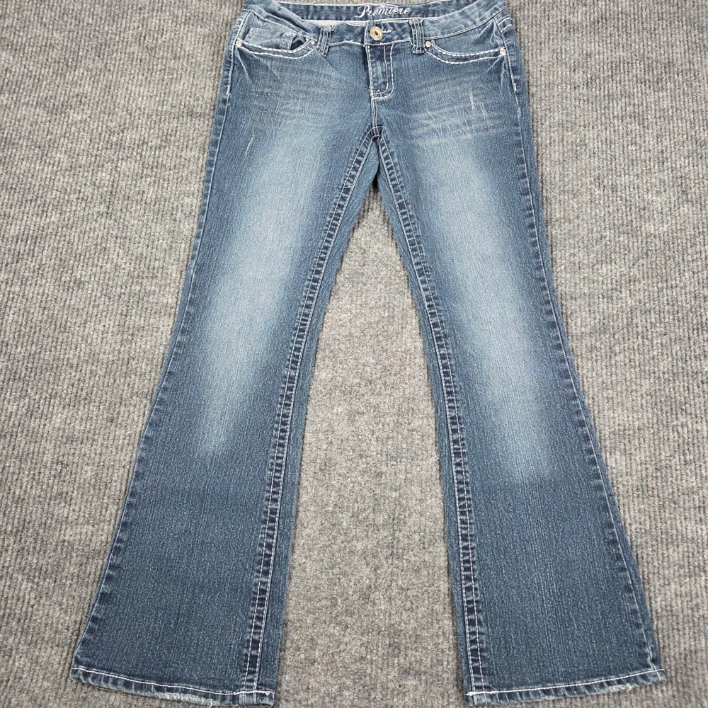 Premiere by rue21 Womens Bootcut Jeans Size 9/10 Medium Wash‎ Embroidered Blue